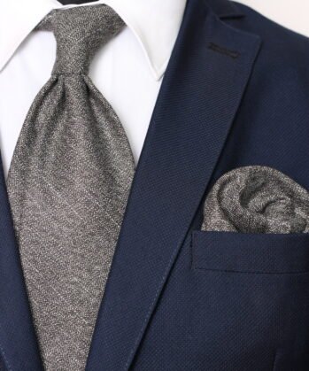 Plain Wool Neck Tie With Hanky