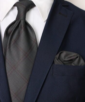 Stripe Wool Neck Tie With Hanky