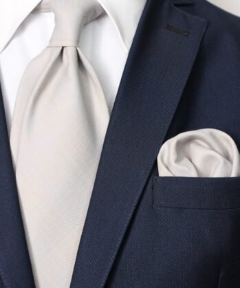 Stripe Wool Neck Tie With Hanky