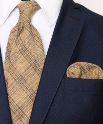 Stripe Wool Neck Tie With Hanky