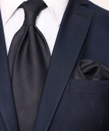 Stripe Wool Neck Tie With Hanky