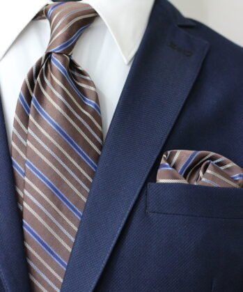 Stripe Jaquard Neck Tie With Hanky