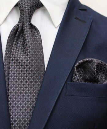 Dotted Jaquard Neck Tie With Hanky