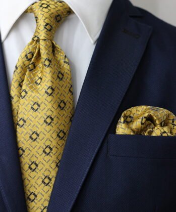 Geometric Jaquard Neck Tie With Hanky