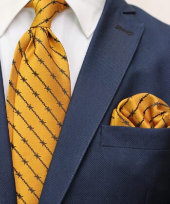 Stripe Jaquard Neck Tie With Hanky