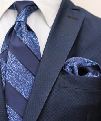 Stripe Jaquard Neck Tie With Hanky