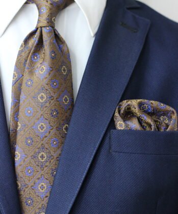 Geometric Jaquard Neck Tie With Hanky