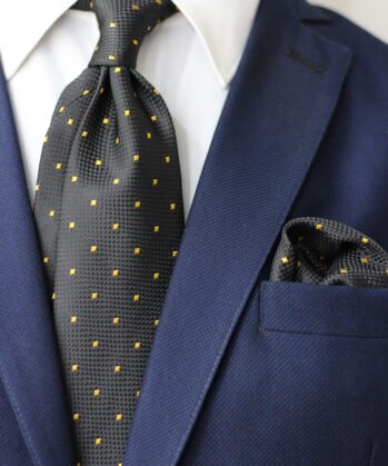 Dotted Jaquard Neck Tie With Hanky