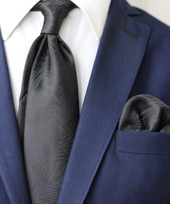 Floralf Jaquard Neck Tie With Hanky