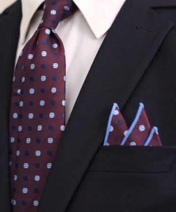 Dotted Jaquard Neck Tie With Hanky