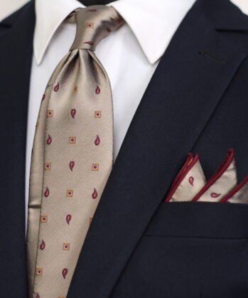 Paisley Jaquard Neck Tie With Hanky