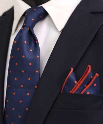 Dotted Jaquard Neck Tie With Hanky
