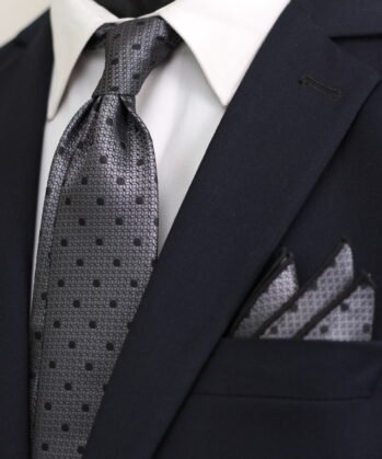 Dotted Jaquard Neck Tie With Hanky