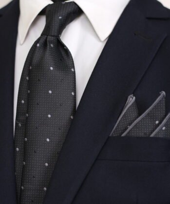Dotted Jaquard Neck Tie With Hanky