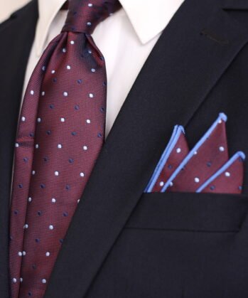 Dotted Jaquard Neck Tie With Hanky