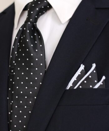 Dotted Jaquard Neck Tie With Hanky