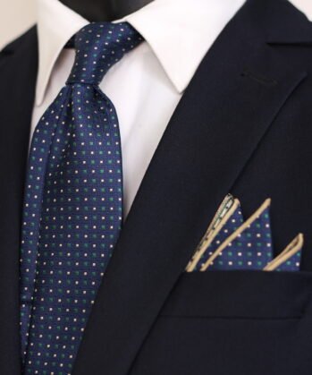 Dotted Jaquard Neck Tie With Hanky