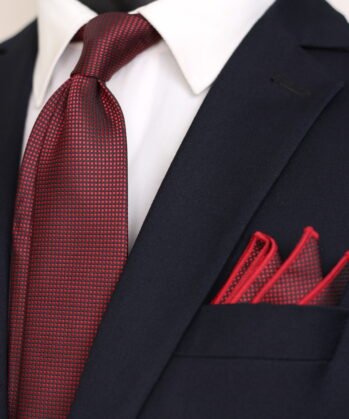 Dotted Jaquard Neck Tie With Hanky