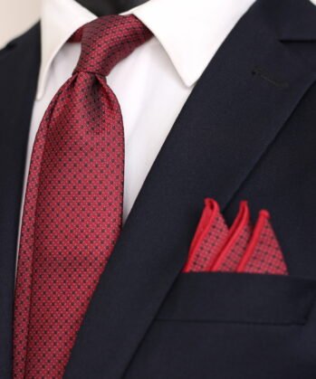 Dotted Jaquard Neck Tie With Hanky