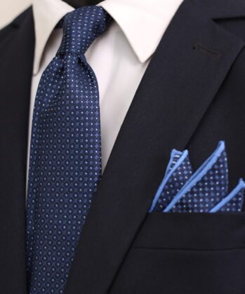 Dotted Jaquard Neck Tie With Hanky
