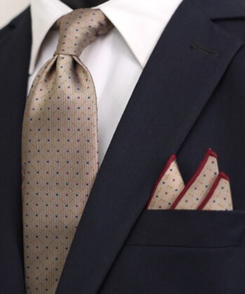 Dotted Jaquard Neck Tie With Hanky