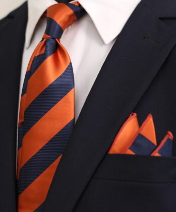 Stripe Jaquard Neck Tie With Hanky