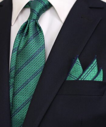 Stripe Jaquard Neck Tie With Hanky
