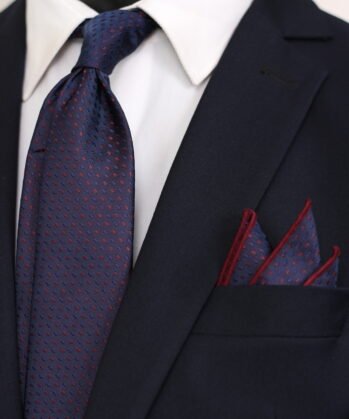 Dotted Jaquard Neck Tie With Hanky
