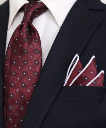 Geometric Jaquard Neck Tie With Hanky