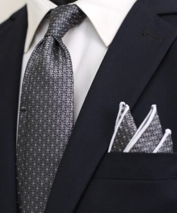 Geometric Jaquard Neck Tie With Hanky