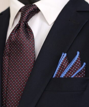 Geometric Jaquard Neck Tie With Hanky