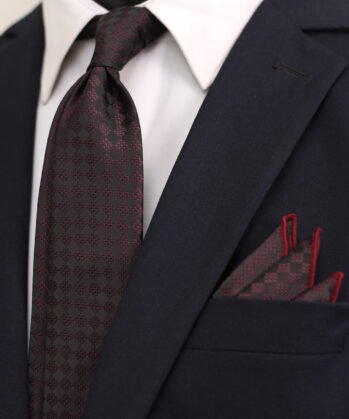 Geometric Jaquard Neck Tie With Hanky