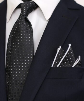 Dotted Jaquard Neck Tie With Hanky
