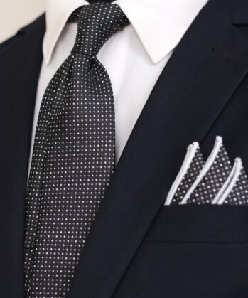 Dotted Jaquard Neck Tie With Hanky