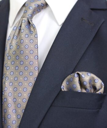 Floral Jaquard Neck Tie With Hanky
