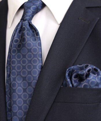 Geometric Jaquard Neck Tie With Hanky