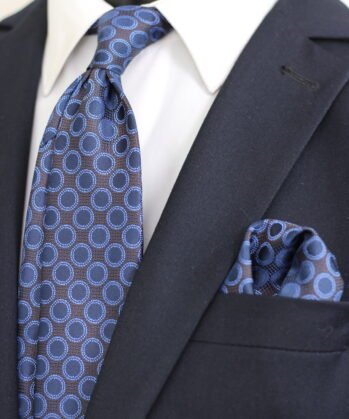 Geometric Jaquard Neck Tie With Hanky