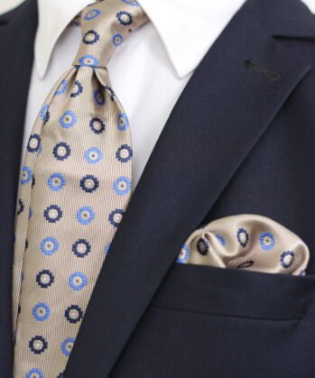 Floral Jaquard Neck Tie With Hanky