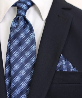 Geometric Jaquard Neck Tie With Hanky
