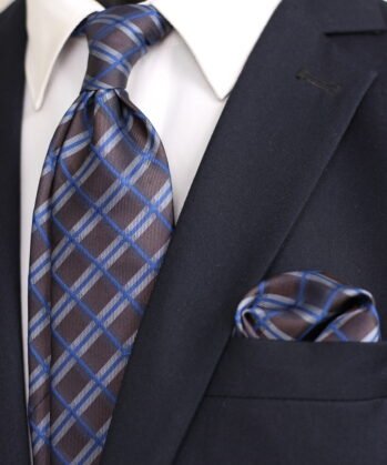Geometric Jaquard Neck Tie With Hanky