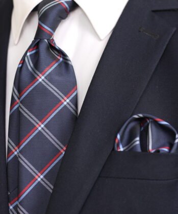 Stripe Jaquard Neck Tie With Hanky