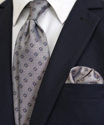 Floral Jaquard Neck Tie With Hanky