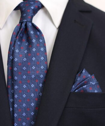 Floral Jaquard Neck Tie With Hanky