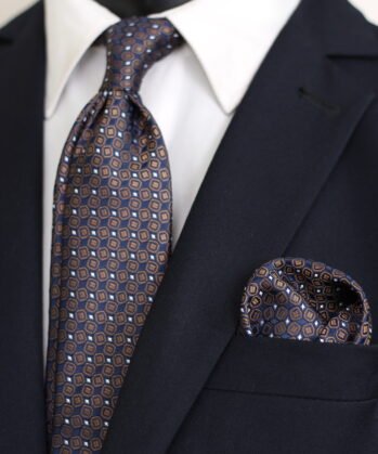 Dotted Jaquard Neck Tie With Hanky