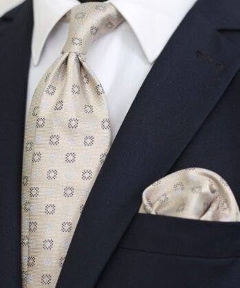Geometric Jaquard Neck Tie With Hanky