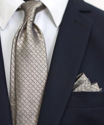 Geometric Jaquard Neck Tie With Hanky