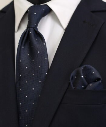 Dotted Jaquard Neck Tie With Hanky