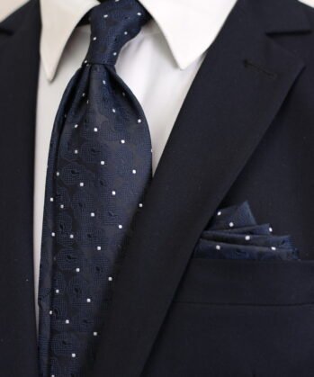 Dotted Jaquard Neck Tie With Hanky