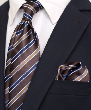 Stripe Jaquard Neck Tie With Hanky