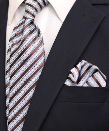 Stripe Jaquard Neck Tie With Hanky